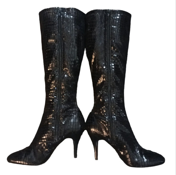 DIBA Tall Snakeskin Embossed Knee High Boots Rhett size 8.5 - Picture 2 of 12
